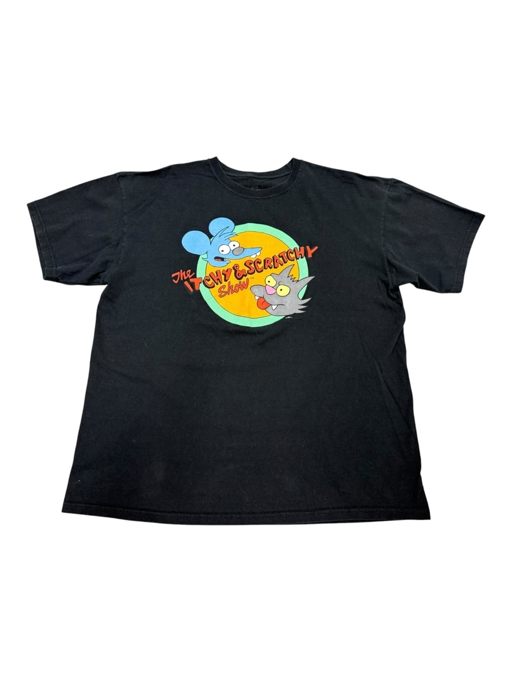 Retro The Simpsons Itchy & Scratchy Show Graphic T-Shirt Black - Size XL